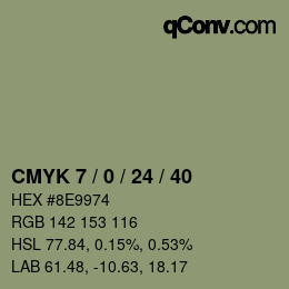 カラーコード: CMYK 7 / 0 / 24 / 40 | qconv.com