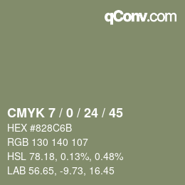 カラーコード: CMYK 7 / 0 / 24 / 45 | qconv.com