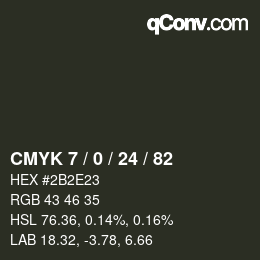 カラーコード: CMYK 7 / 0 / 24 / 82 | qconv.com