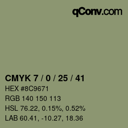 カラーコード: CMYK 7 / 0 / 25 / 41 | qconv.com