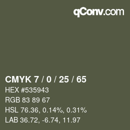 颜色代码: CMYK 7 / 0 / 25 / 65 | qconv.com