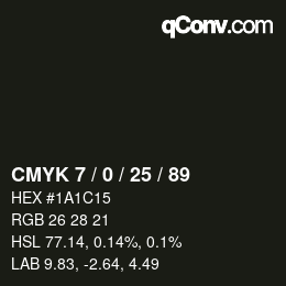 カラーコード: CMYK 7 / 0 / 25 / 89 | qconv.com