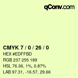 カラーコード: CMYK 7 / 0 / 26 / 0 | qconv.com
