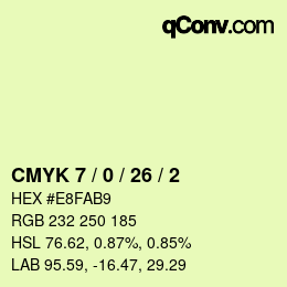 カラーコード: CMYK 7 / 0 / 26 / 2 | qconv.com