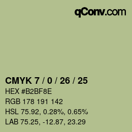 Farbcode: CMYK 7 / 0 / 26 / 25 | qconv.com