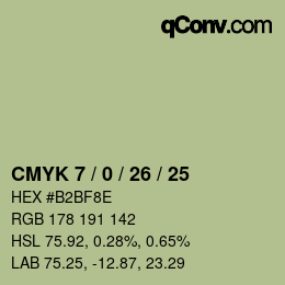 Farbcode: CMYK 7 / 0 / 26 / 25 | qconv.com