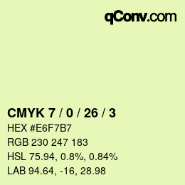 カラーコード: CMYK 7 / 0 / 26 / 3 | qconv.com