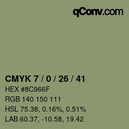 カラーコード: CMYK 7 / 0 / 26 / 41 | qconv.com