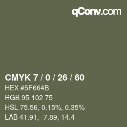 カラーコード: CMYK 7 / 0 / 26 / 60 | qconv.com