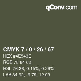 颜色代码: CMYK 7 / 0 / 26 / 67 | qconv.com
