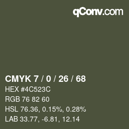 颜色代码: CMYK 7 / 0 / 26 / 68 | qconv.com