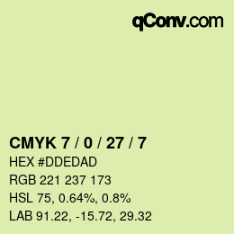 カラーコード: CMYK 7 / 0 / 27 / 7 | qconv.com