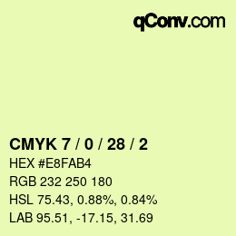 Farbcode: CMYK 7 / 0 / 28 / 2 | qconv.com