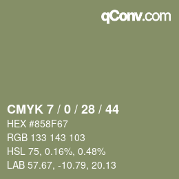 カラーコード: CMYK 7 / 0 / 28 / 44 | qconv.com