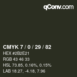 Farbcode: CMYK 7 / 0 / 29 / 82 | qconv.com