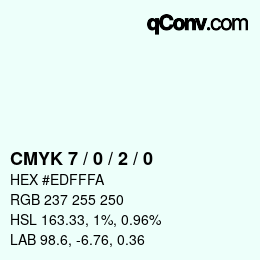 カラーコード: CMYK 7 / 0 / 2 / 0 | qconv.com