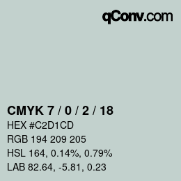 カラーコード: CMYK 7 / 0 / 2 / 18 | qconv.com