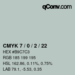 カラーコード: CMYK 7 / 0 / 2 / 22 | qconv.com