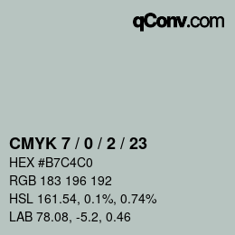 カラーコード: CMYK 7 / 0 / 2 / 23 | qconv.com