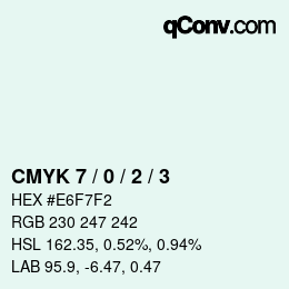 カラーコード: CMYK 7 / 0 / 2 / 3 | qconv.com