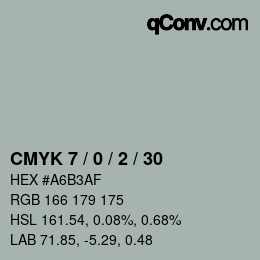 カラーコード: CMYK 7 / 0 / 2 / 30 | qconv.com