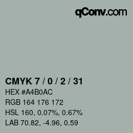 颜色代码: CMYK 7 / 0 / 2 / 31 | qconv.com