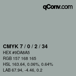 颜色代码: CMYK 7 / 0 / 2 / 34 | qconv.com