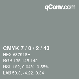 カラーコード: CMYK 7 / 0 / 2 / 43 | qconv.com