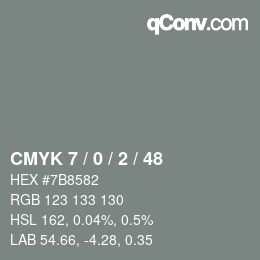 カラーコード: CMYK 7 / 0 / 2 / 48 | qconv.com