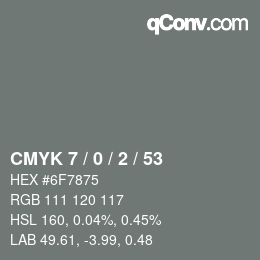 Color code: CMYK 7 / 0 / 2 / 53 | qconv.com