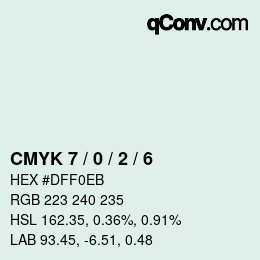 カラーコード: CMYK 7 / 0 / 2 / 6 | qconv.com