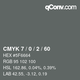 カラーコード: CMYK 7 / 0 / 2 / 60 | qconv.com