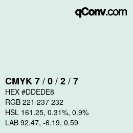 颜色代码: CMYK 7 / 0 / 2 / 7 | qconv.com