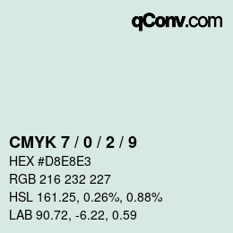 カラーコード: CMYK 7 / 0 / 2 / 9 | qconv.com