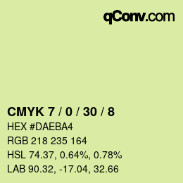 カラーコード: CMYK 7 / 0 / 30 / 8 | qconv.com