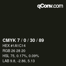 Color code: CMYK 7 / 0 / 30 / 89 | qconv.com
