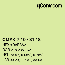カラーコード: CMYK 7 / 0 / 31 / 8 | qconv.com