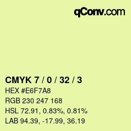 カラーコード: CMYK 7 / 0 / 32 / 3 | qconv.com