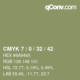 颜色代码: CMYK 7 / 0 / 32 / 42 | qconv.com