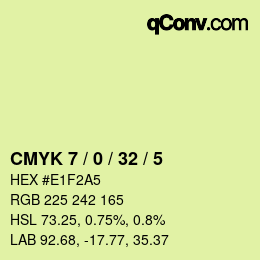 カラーコード: CMYK 7 / 0 / 32 / 5 | qconv.com