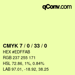 カラーコード: CMYK 7 / 0 / 33 / 0 | qconv.com