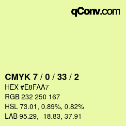 Farbcode: CMYK 7 / 0 / 33 / 2 | qconv.com