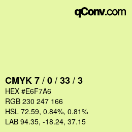 カラーコード: CMYK 7 / 0 / 33 / 3 | qconv.com