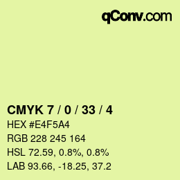 カラーコード: CMYK 7 / 0 / 33 / 4 | qconv.com