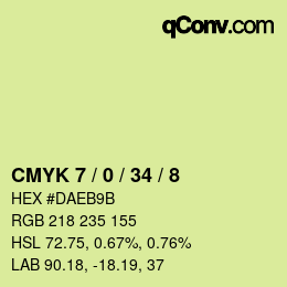 カラーコード: CMYK 7 / 0 / 34 / 8 | qconv.com