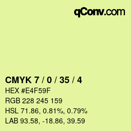 颜色代码: CMYK 7 / 0 / 35 / 4 | qconv.com