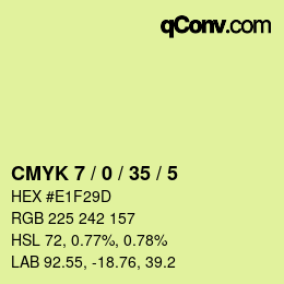 颜色代码: CMYK 7 / 0 / 35 / 5 | qconv.com