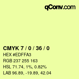 カラーコード: CMYK 7 / 0 / 36 / 0 | qconv.com