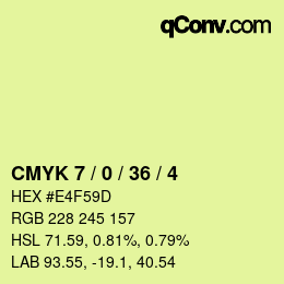 颜色代码: CMYK 7 / 0 / 36 / 4 | qconv.com