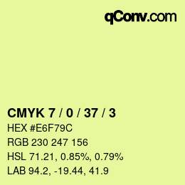 カラーコード: CMYK 7 / 0 / 37 / 3 | qconv.com